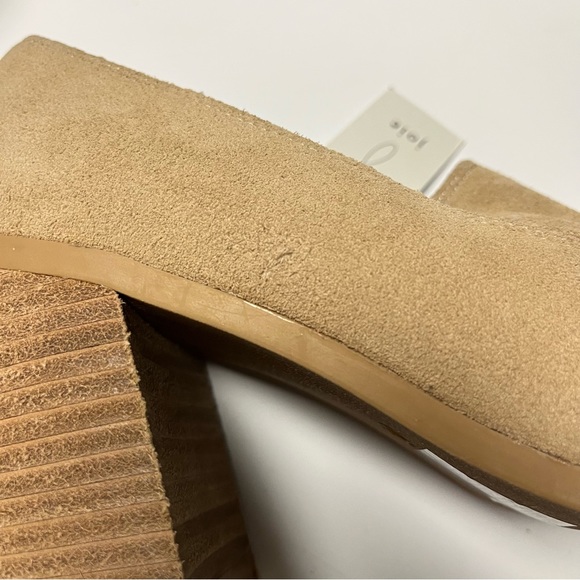 Joie Suede Tan Closed Toe Leather Block Chunky Heel Slip On Loafers Size 7.5 - Picture 12 of 12